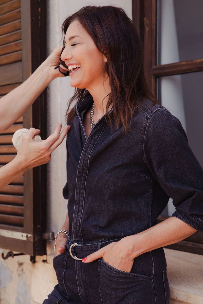 True Style Coach Leesa Whisker laughing during photo shoot in Mallorca