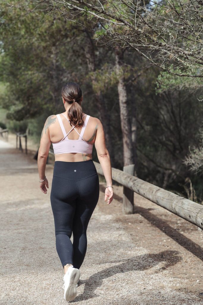 Belinda exercising in nature to show the importance of fresh air and being active