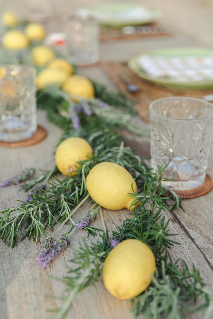 dinner table set by Cure/Ate food concept in Mallorca for personal branding shoot