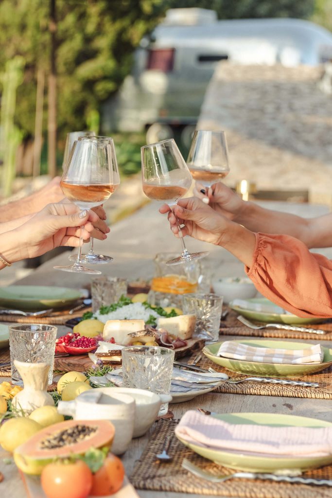 dinner table set by Cure/Ate food concept in Mallorca for personal branding shoot