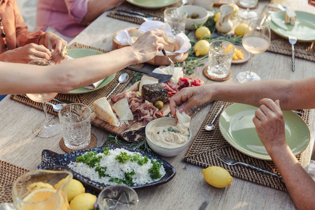 dinner table set by Cure/Ate food concept in Mallorca for personal branding shoot