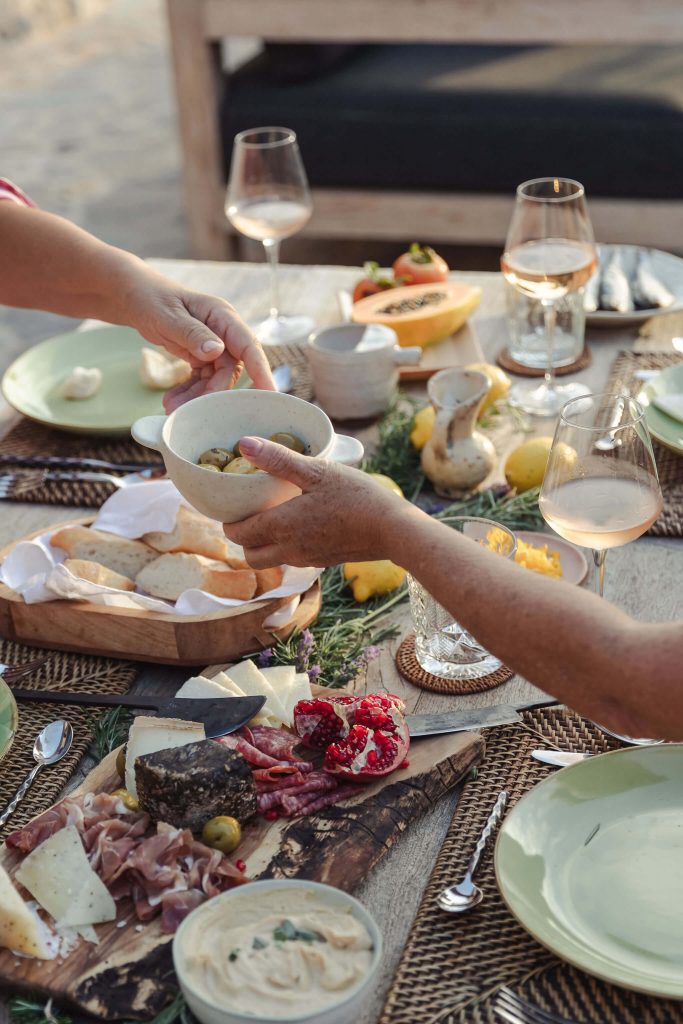 dinner table set by Cure/Ate food concept in Mallorca for personal branding shoot