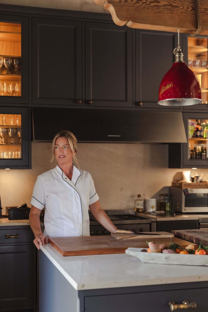 Private chef Ida in kitchen for personal branding shoot in Mallorca