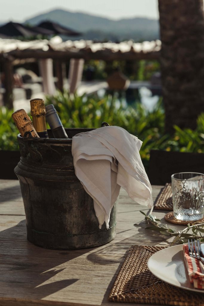 dinner table set by Cure/Ate food concept in Mallorca for personal branding shoot