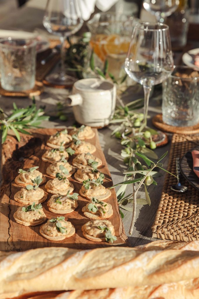 dinner table set by Cure/Ate food concept in Mallorca for personal branding shoot